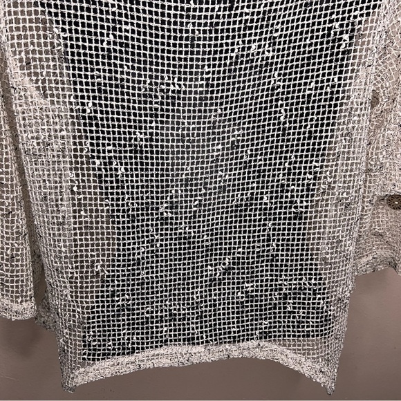 Small Nina Leonard Ivory Open Knit Top Beach Boho Bohemian Vneck Lightweight - Picture 8 of 15